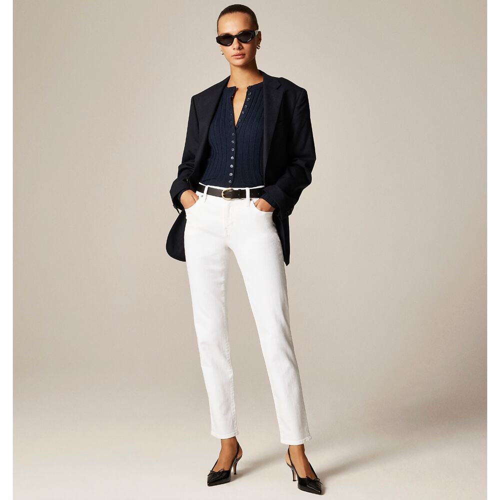 J.Crew Slim Jean White Denim Super Stretch Womens Mid Rise Classic US 28 NWT